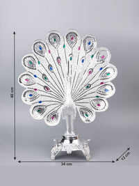 Zinc Metal Handcrafted Peacock Decorative Showpiece - 16 inches height - The Heritage Artifacts