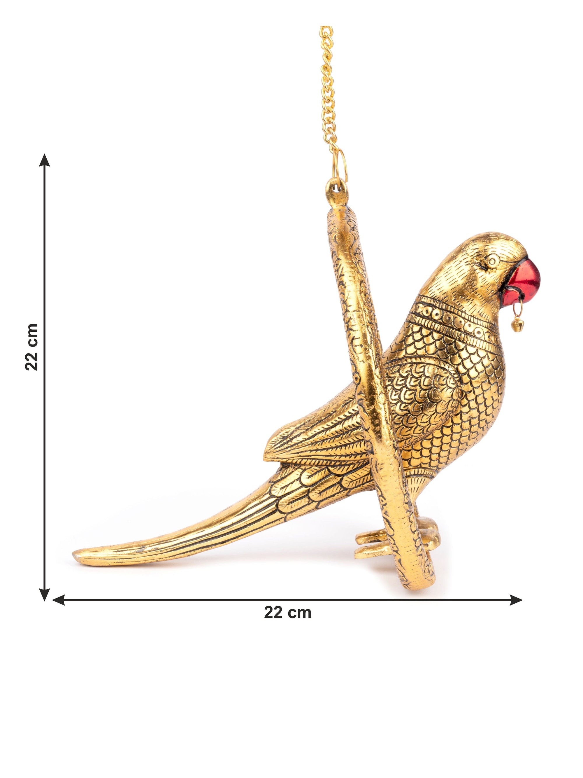 Aluminium Door Hanging Golden Parrot Decorative Showpiece - The Heritage Artifacts