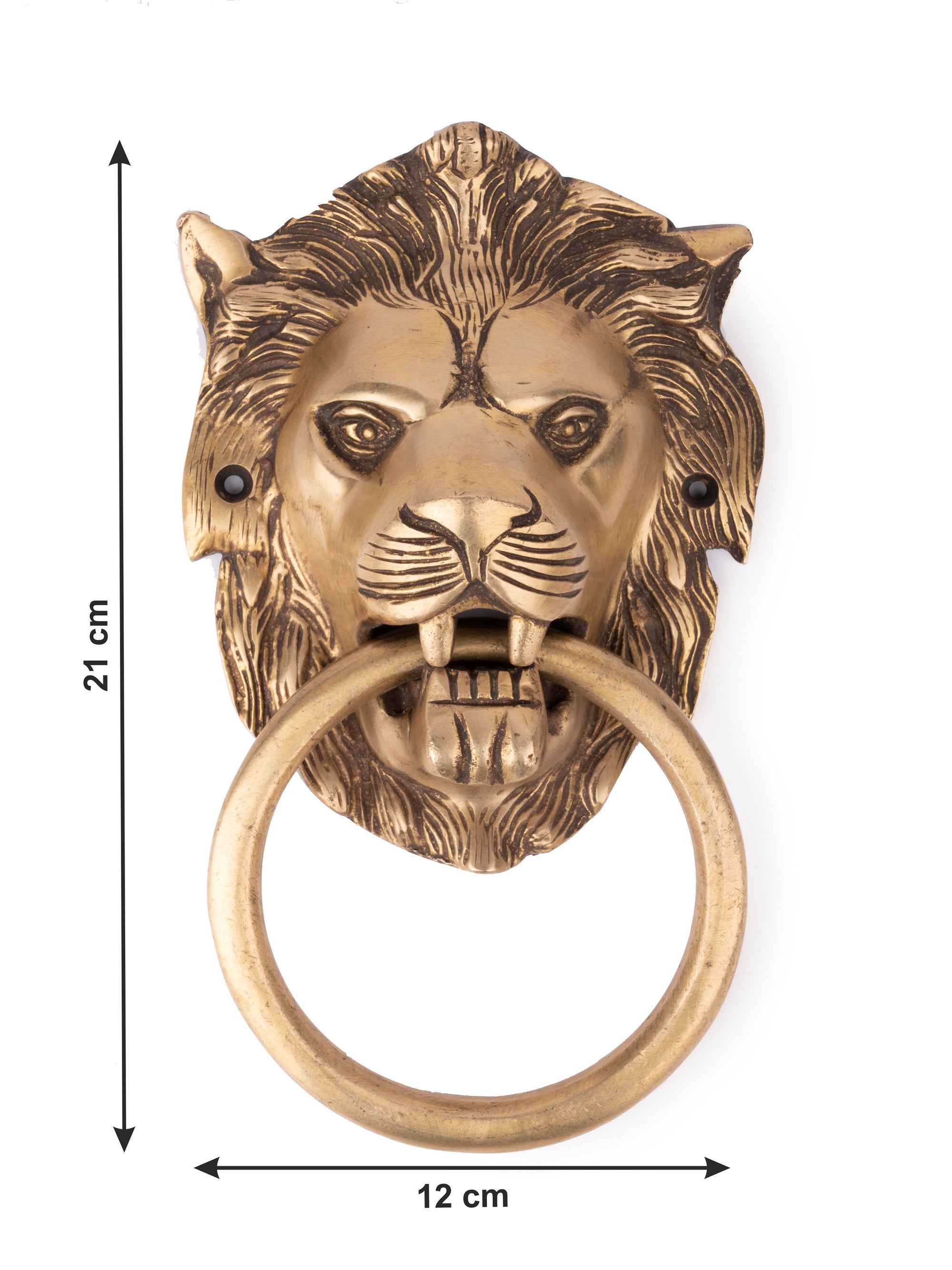 Brass Crafted Lion Head Door Knocker with Antique Finish - The Heritage Artifacts