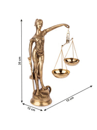 Themis Goddess of Justice Statue / Blind Folded Justice Lady - Made of Brass with antique finish - 14 inches height - The Heritage Artifacts
