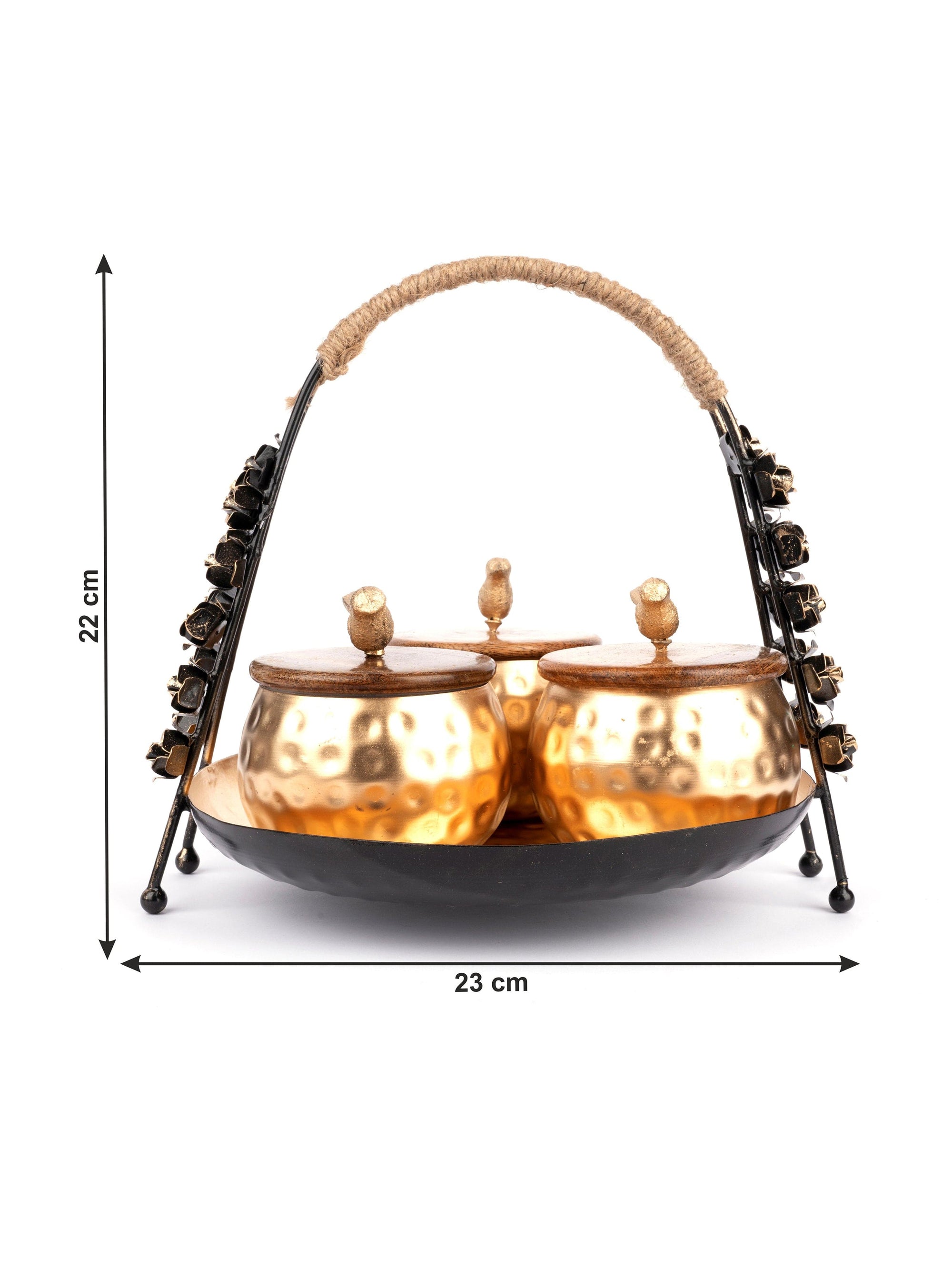Rose Designed Basket with set of 3 Serving Canisters for multi use - The Heritage Artifacts