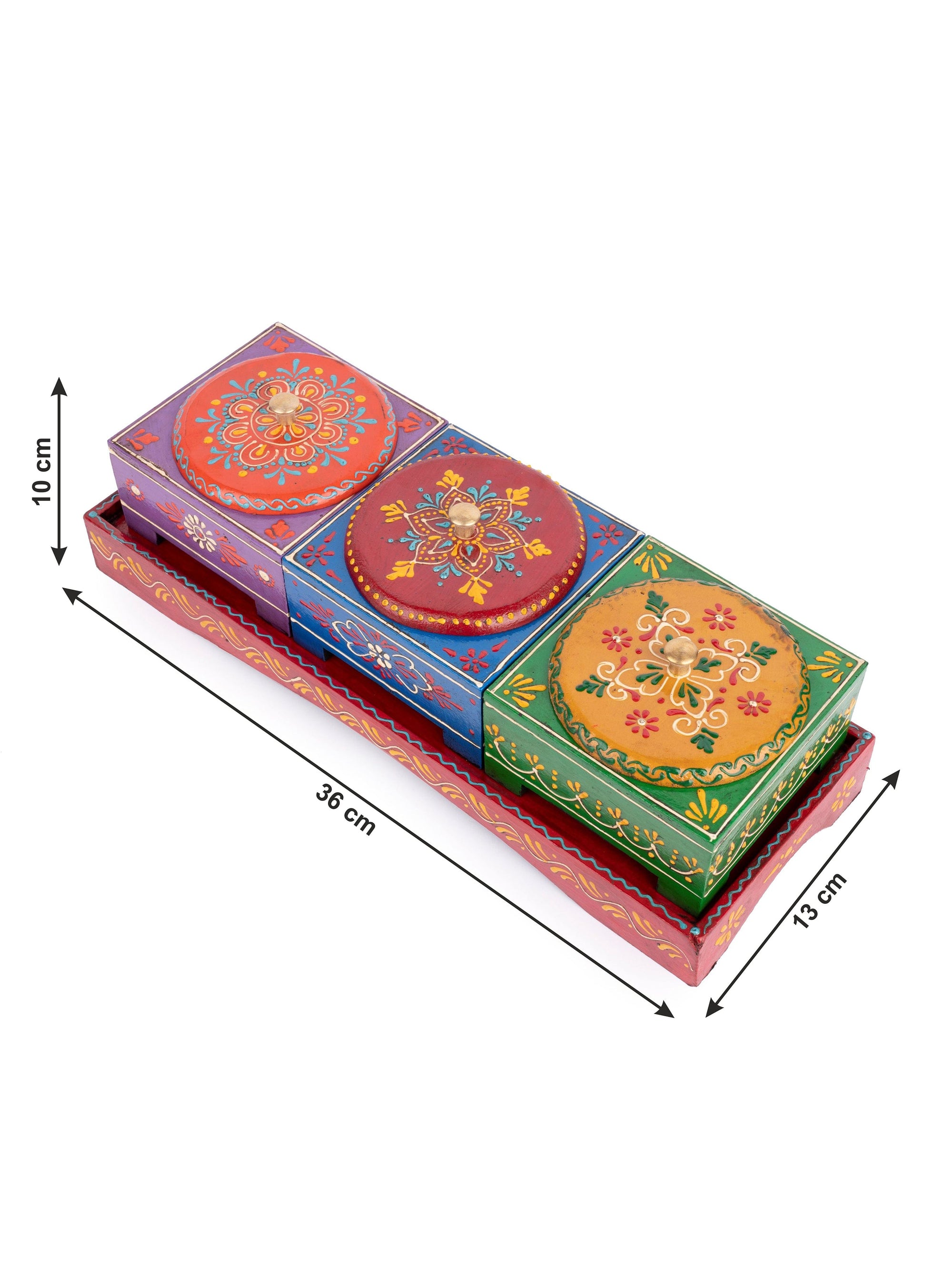 Meenakari Design Dry Fruit Storage Box Set of 3 for Festive Delights - The Heritage Artifacts