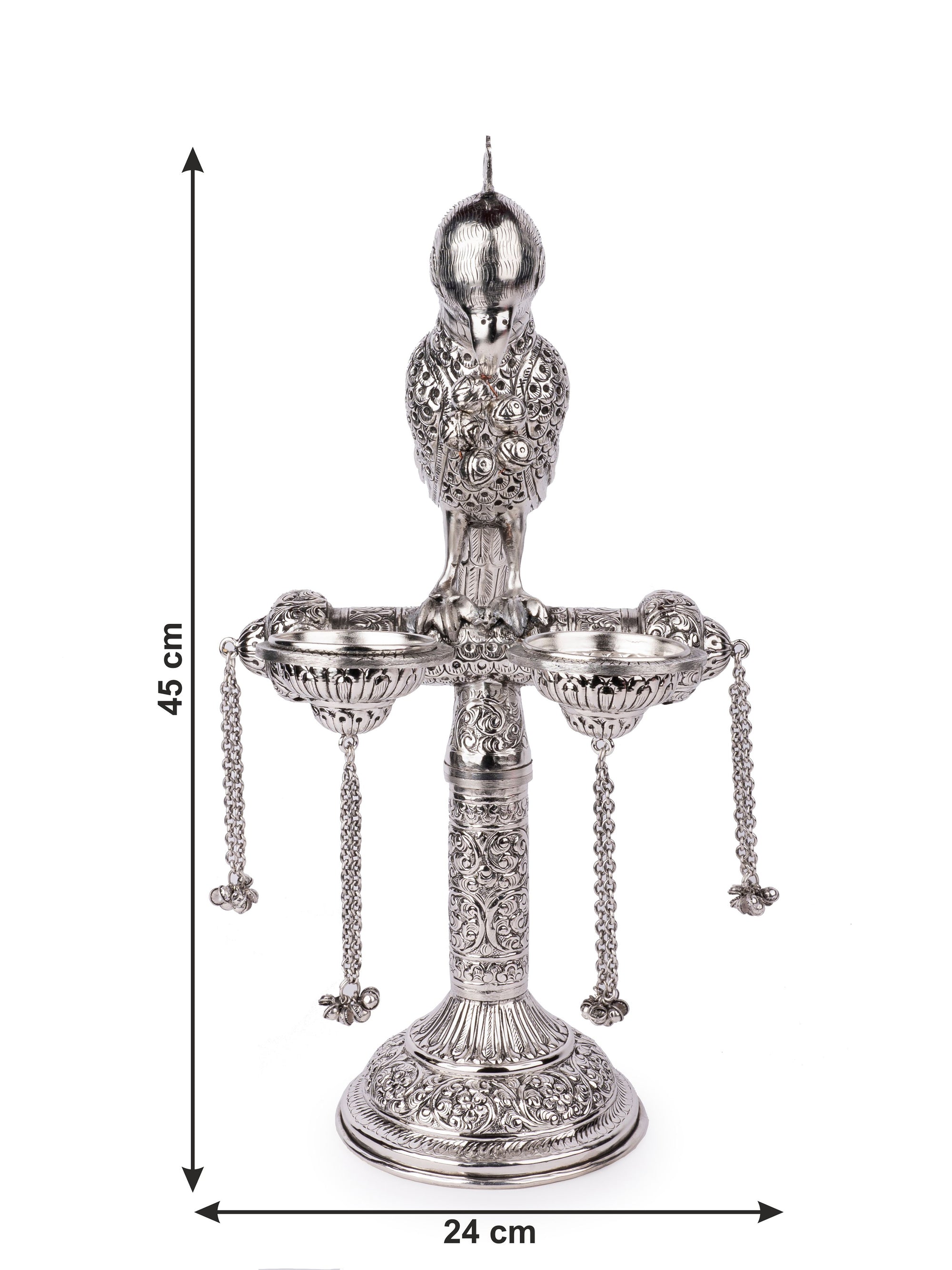 Metal Crafted Macaw Parrot on a Stand - Serve Ware - The Heritage Artifacts