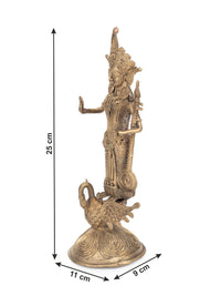 Handcrafted Dokra Idol of Goddess Saraswati in Brass Metal - The Heritage Artifacts