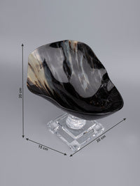Natural Buffalo Horn Bowl on Acrylic Stand, Decorative Showpiece - The Heritage Artifacts