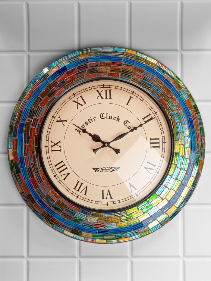 Colorful Rainbow Glass Analogue Wall Clock - 17 inches dia - The Heritage Artifacts
