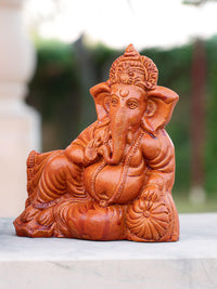 Terracotta Lord Ganesh in Relaxing posture - 7 inches height - The Heritage Artifacts