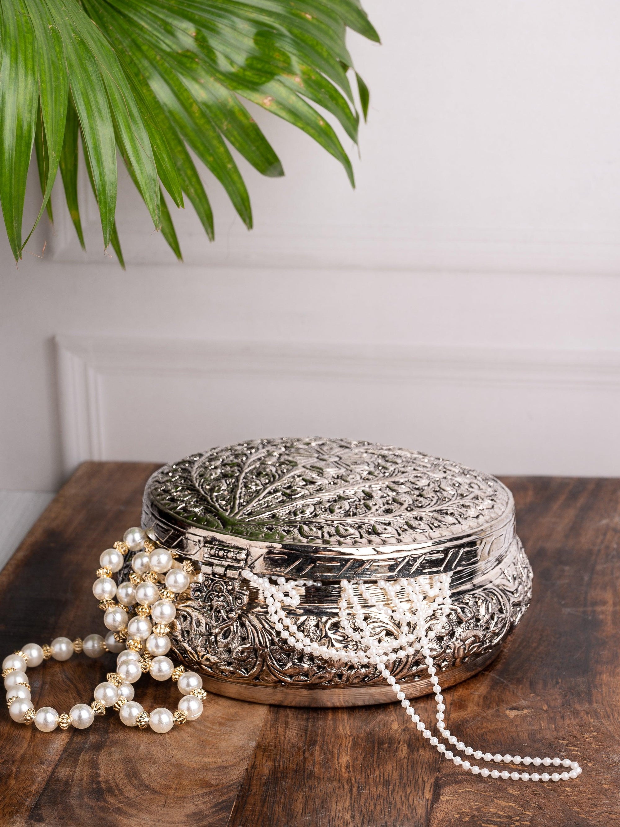 Vintage Antique Royal design handmade oxidised German silver Jewellery box - The Heritage Artifacts