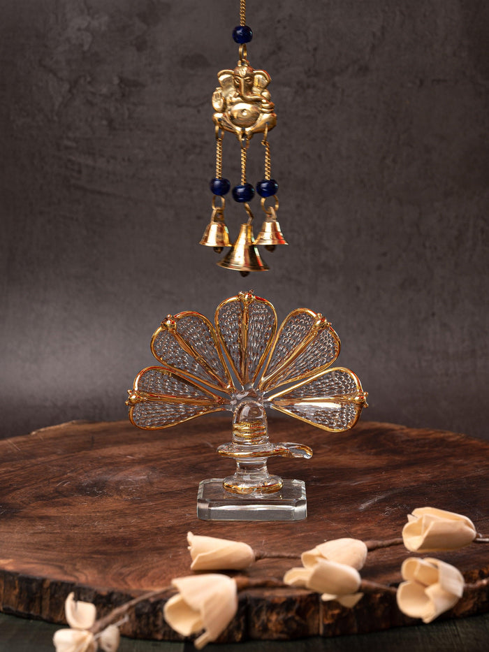 Glass Shiva Linga statue below 5 headed / Panchmukhi Snake - The Heritage Artifacts