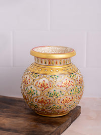Traditional marble pitcher / kalash with meenakari painting - medium size - The Heritage Artifacts