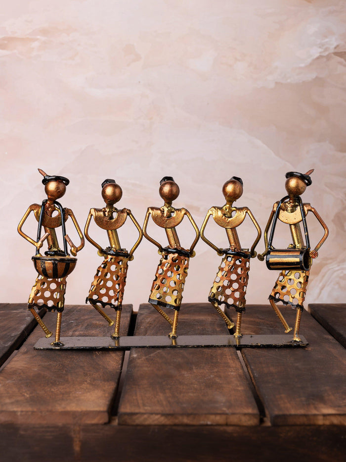 Shantiniketan Art - Tribal Folk Dance Metal Decor Showpiece - The Heritage Artifacts