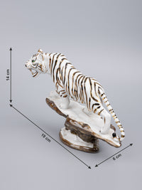Glass Artifact, White Roaring Tiger on Mountain Top - The Heritage Artifacts