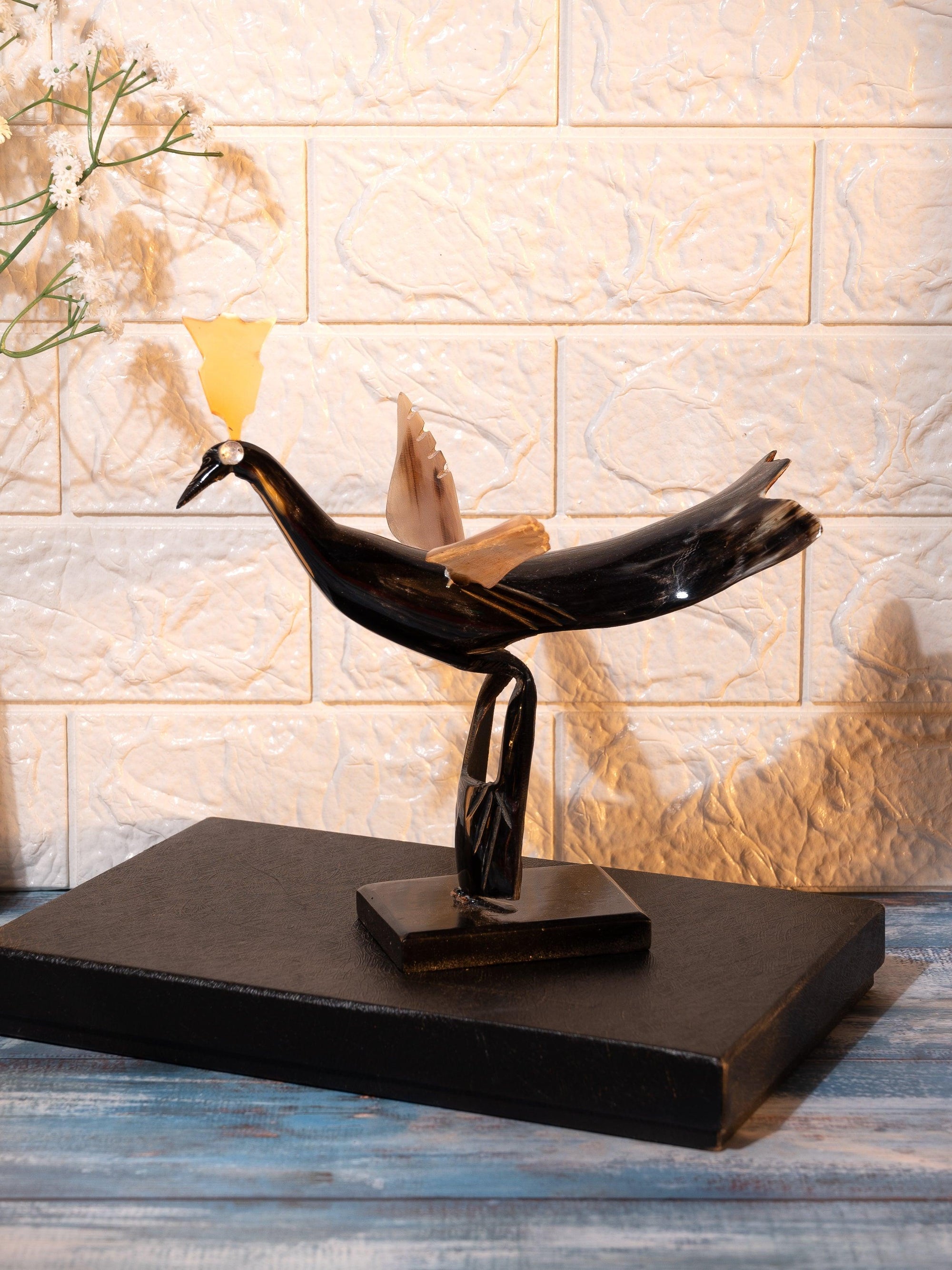 Natural Buffalo Horn Decorative Bird Showpiece - 9 inches - The Heritage Artifacts