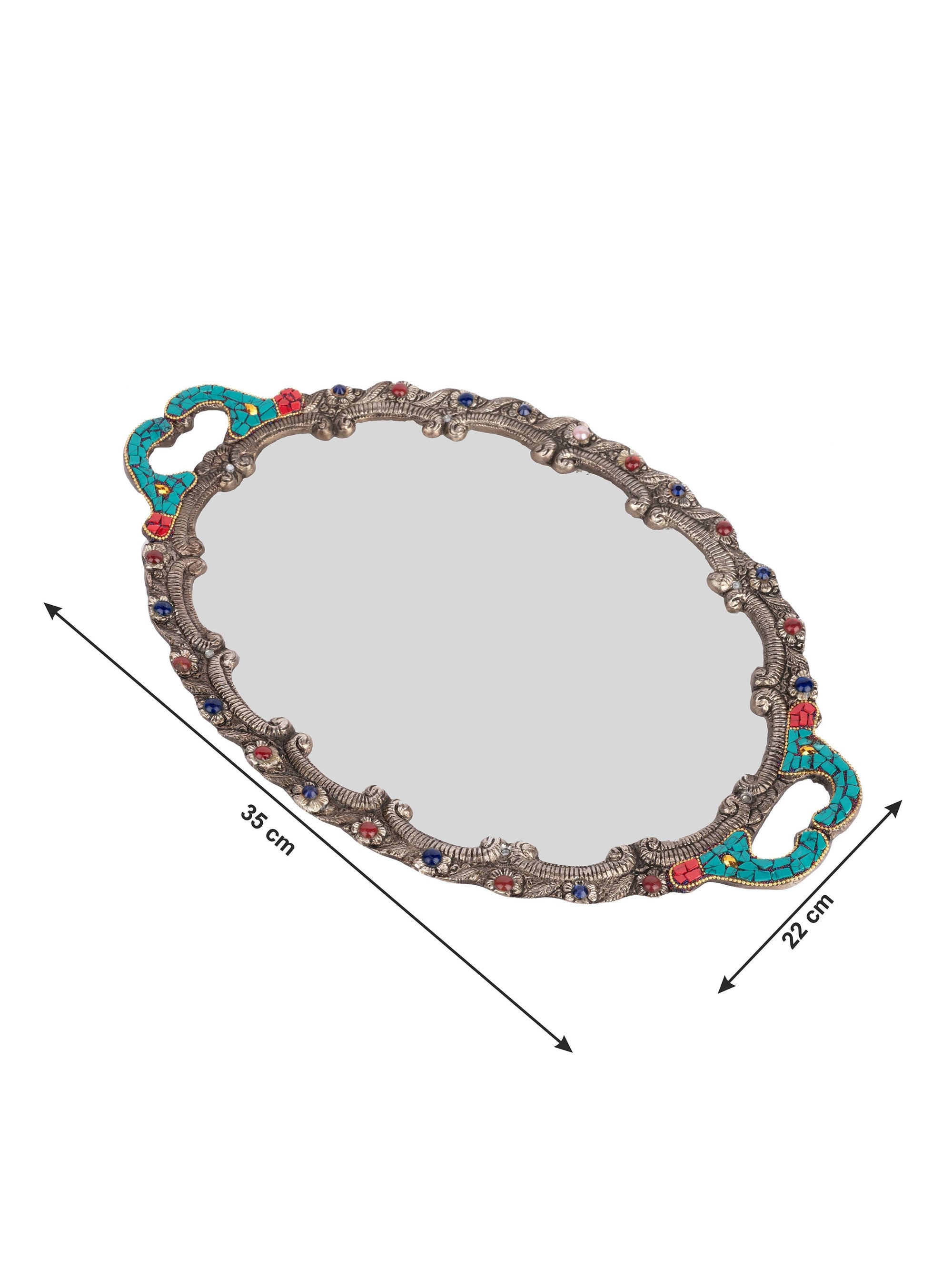 Acrylic Serving Tray with Designer Metal Crafted Borders - The Heritage Artifacts