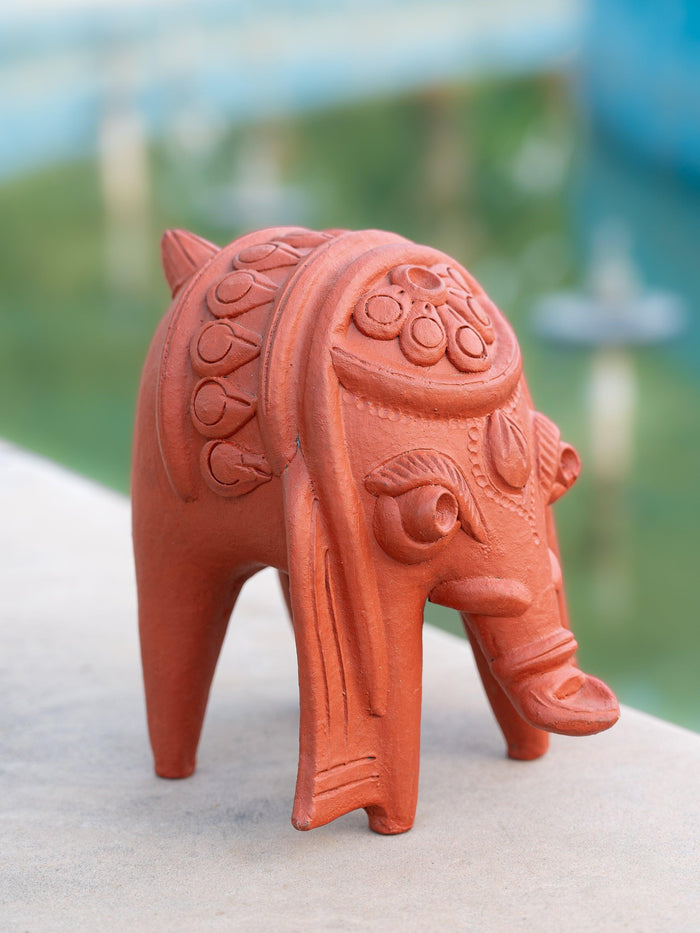 Terracotta Decorative Elephant Figurine - 6 inches height - The Heritage Artifacts