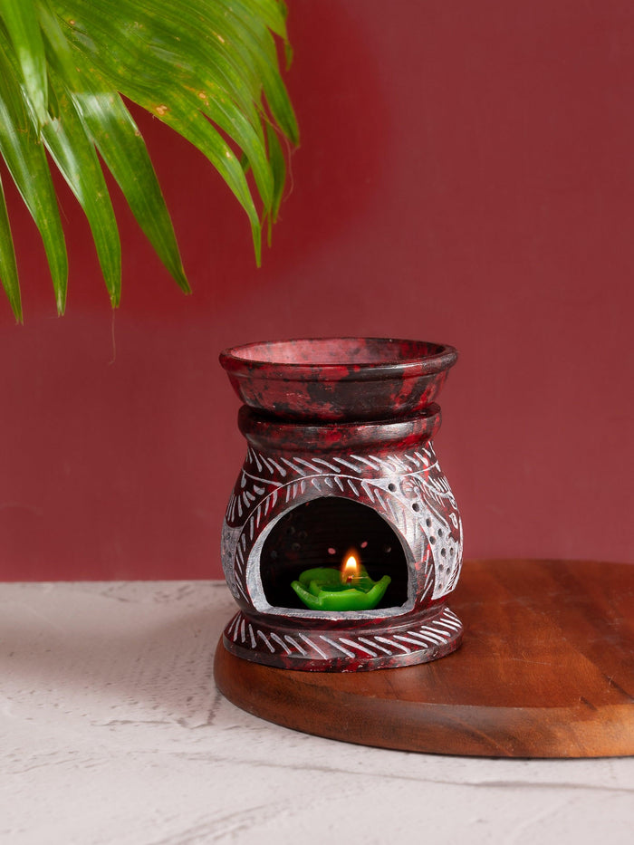 Diffuser / burner crafted in stone - small size - Red - The Heritage Artifacts