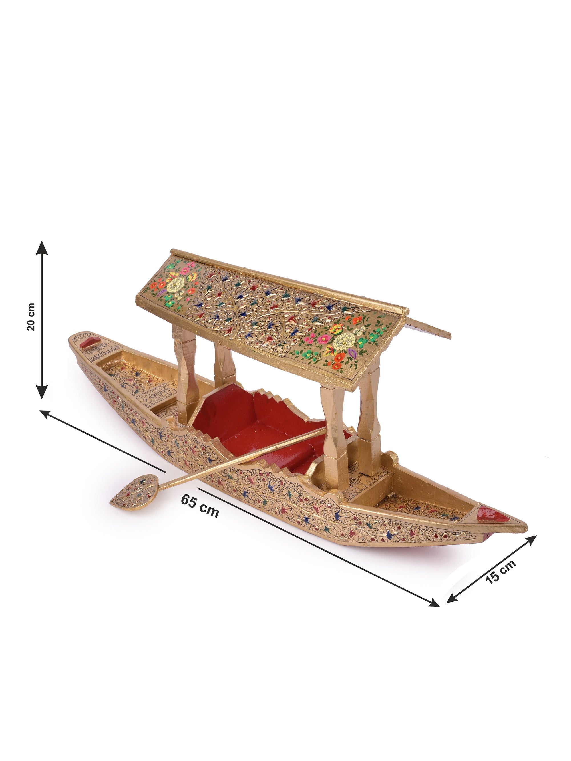 Paper Mache Craft, Big Shikara / Boat showpiece - 26 inches long - The Heritage Artifacts