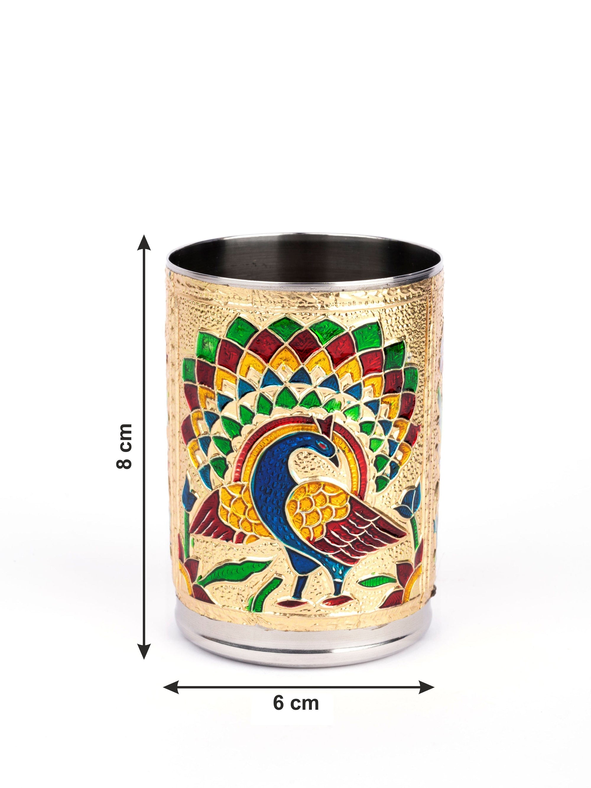 Meenakari Design Drinking Water Glass / Tumbler - 200 ml - The Heritage Artifacts