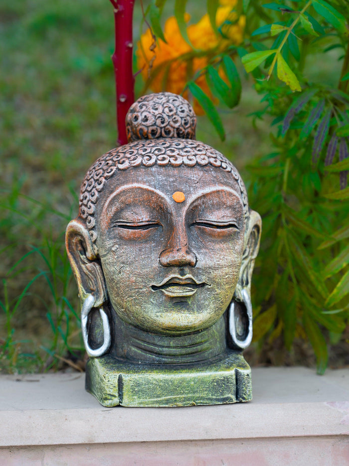 Terracotta Lord Buddha Head Decorative Showpiece - 8 inches - The Heritage Artifacts