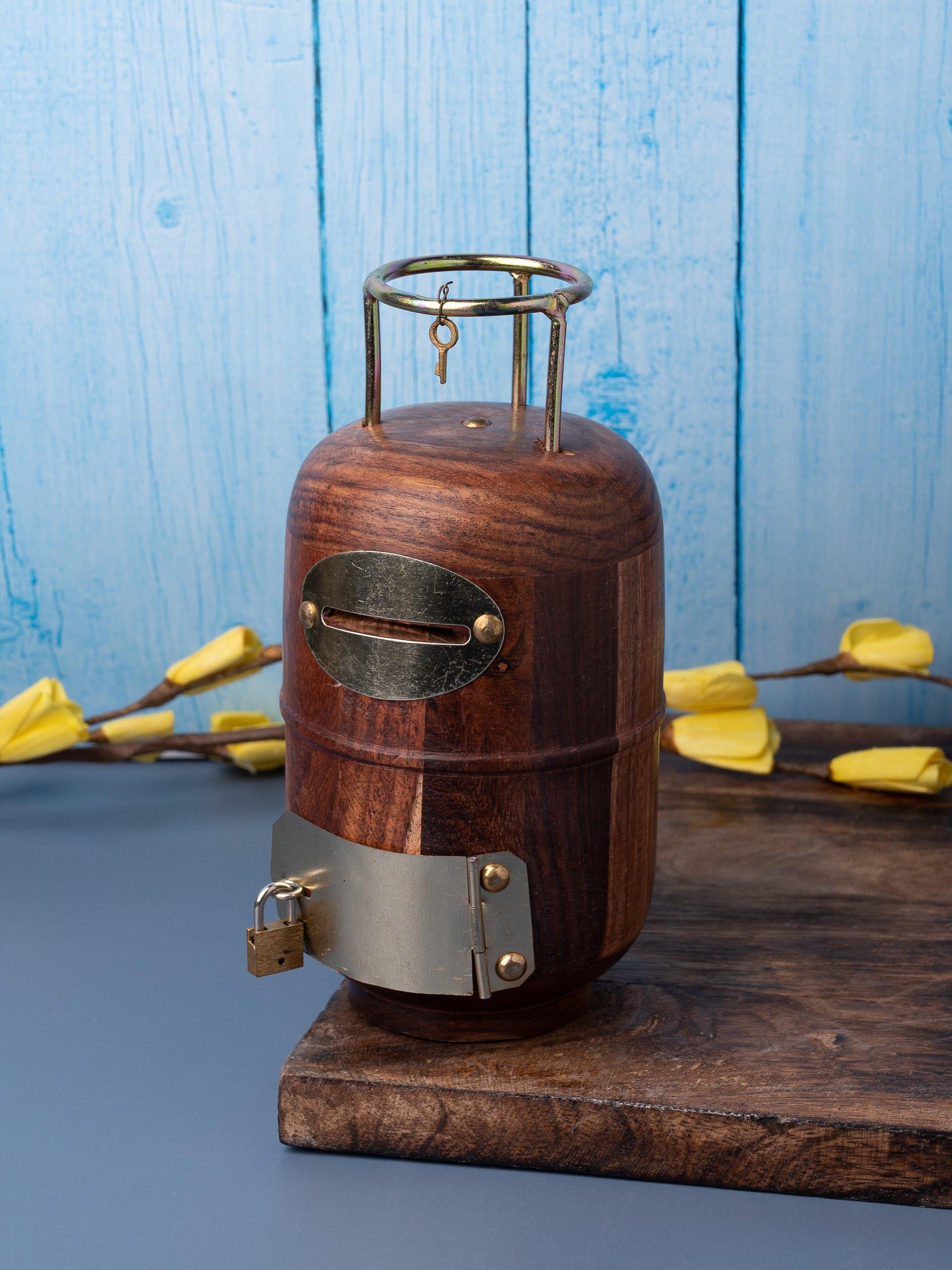 Cylinder design wooden Money Bank / Piggy Bank / Coin storage unit - The Heritage Artifacts