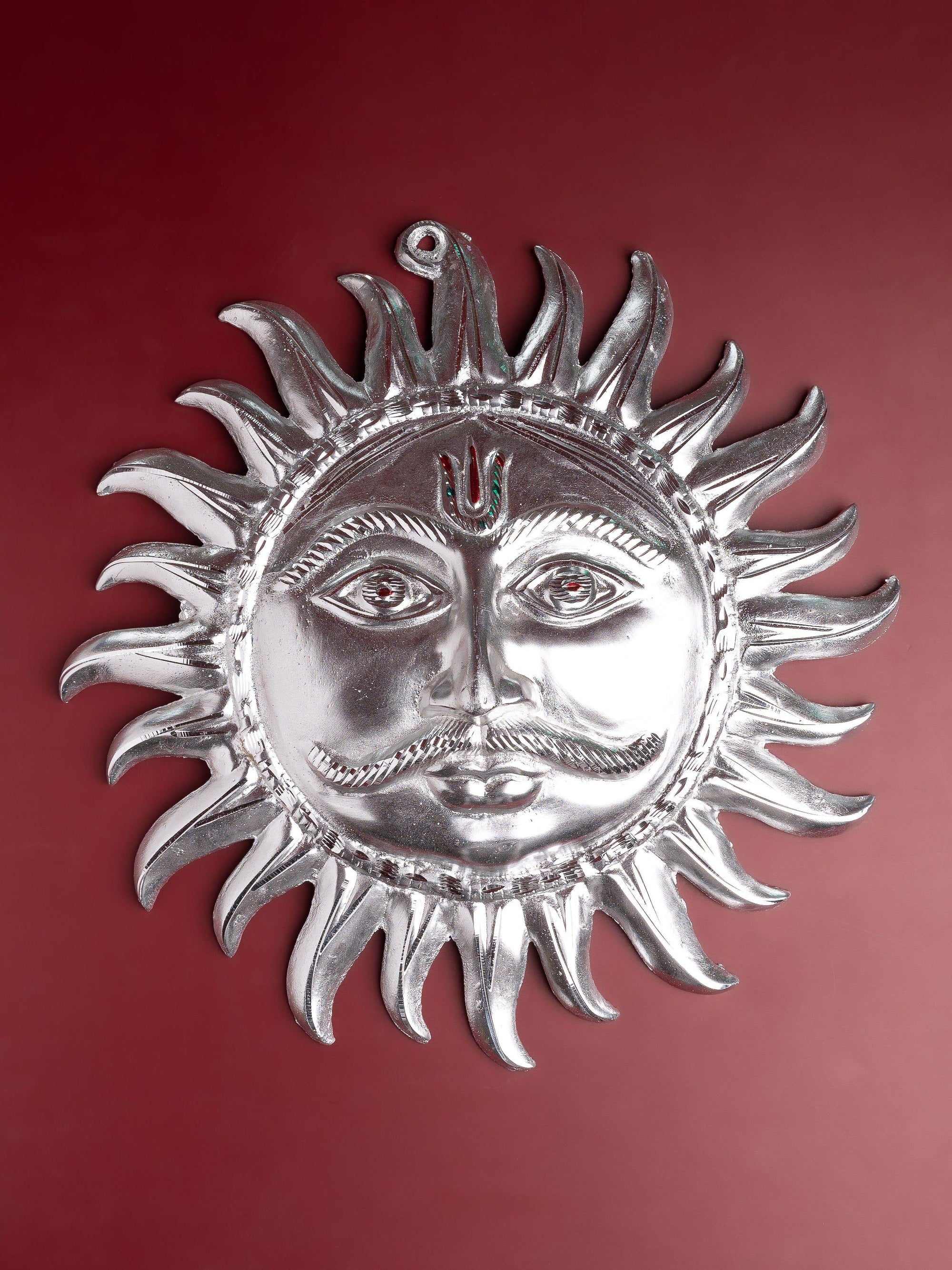 Zinc Metal Handcrafted Hanging Sun Face statue - 14 inches Diameter - The Heritage Artifacts