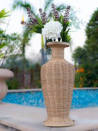 Shantiniketan Art - Bamboo Weave Flower Vase - 14 inches Height - The Heritage Artefacts