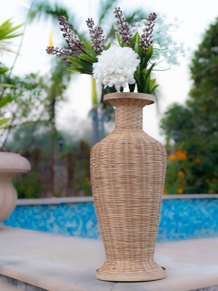Shantiniketan Art - Bamboo Weave Flower Vase - 14 inches Height - The Heritage Artefacts