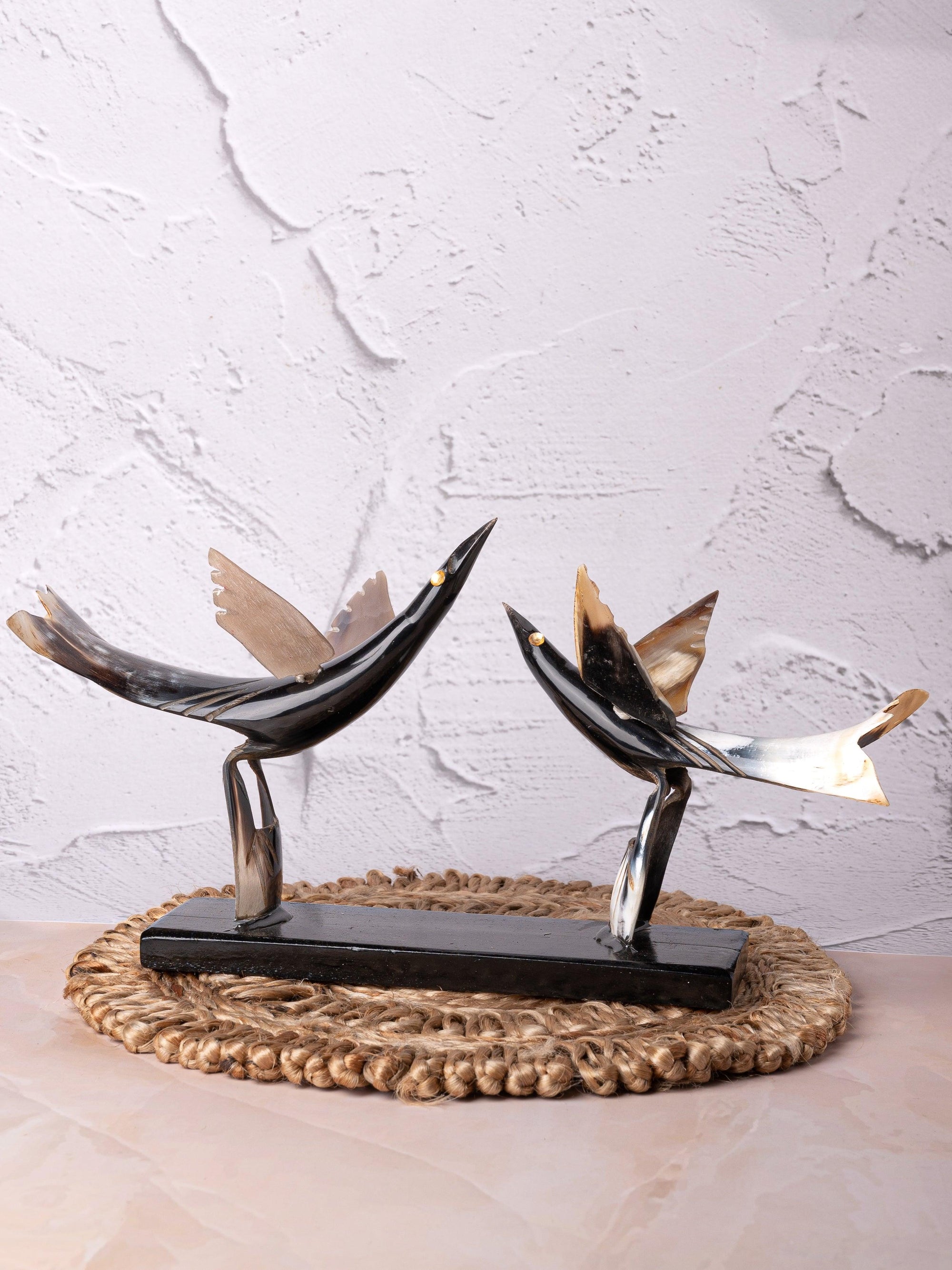 Natural Buffalo Horn Pair of Standing Birds Decorative Showpiece - The Heritage Artifacts