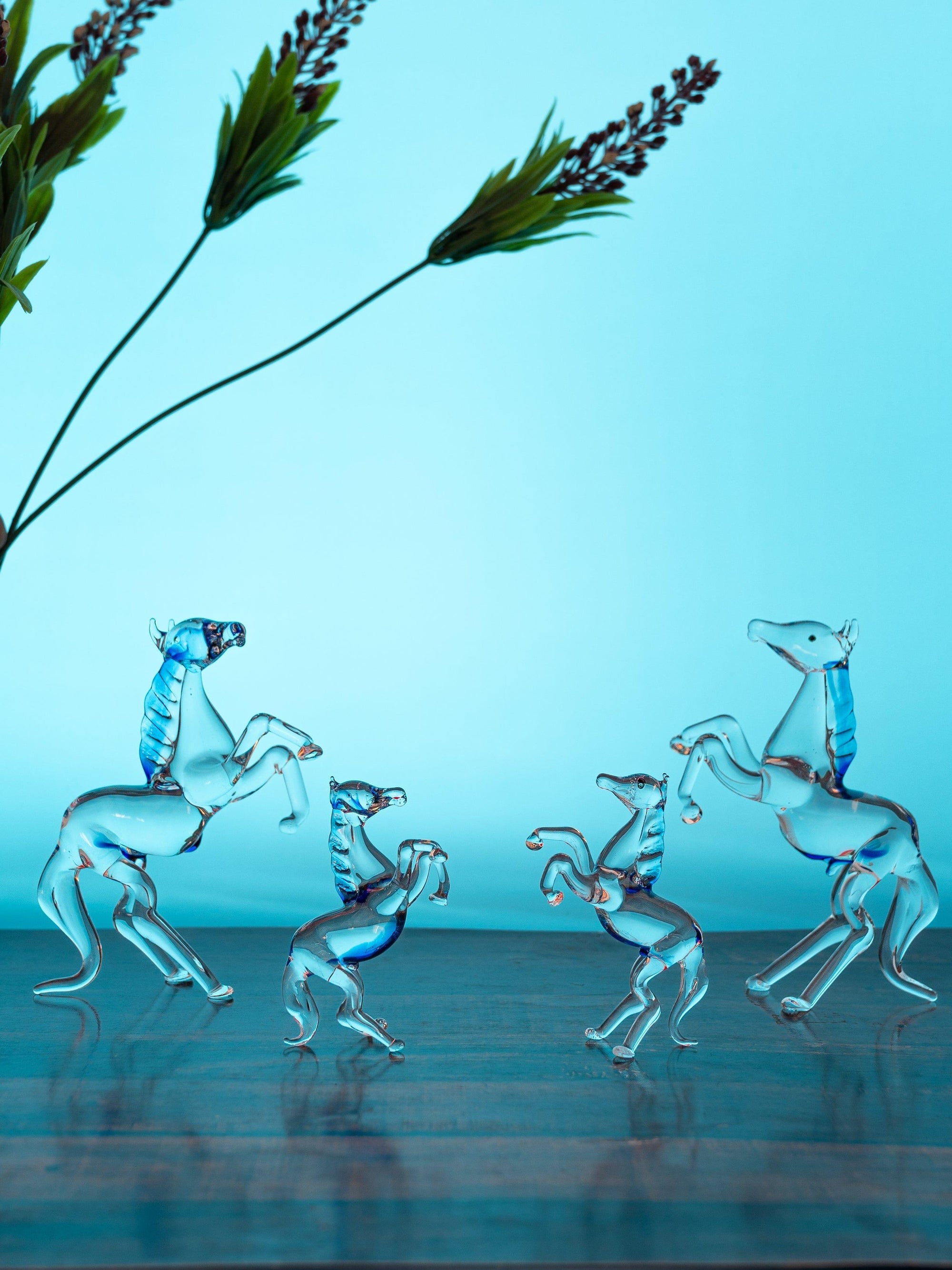 Horse Family Set of 4 pieces Glass Home Decor - The Heritage Artifacts