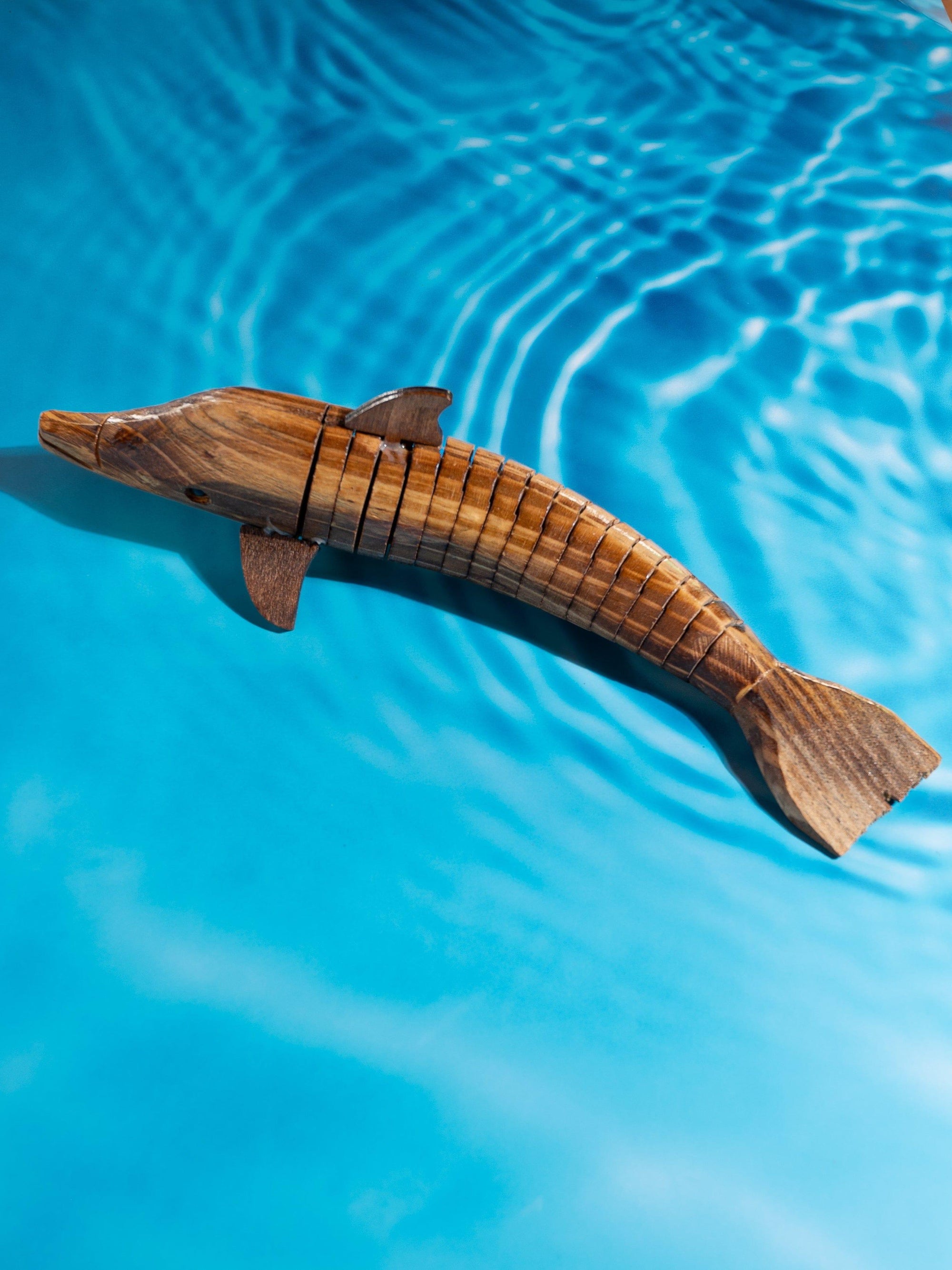 Shantiniketan Art - Wooden Dolphin Decorative Showpiece / Toy - The Heritage Artifacts