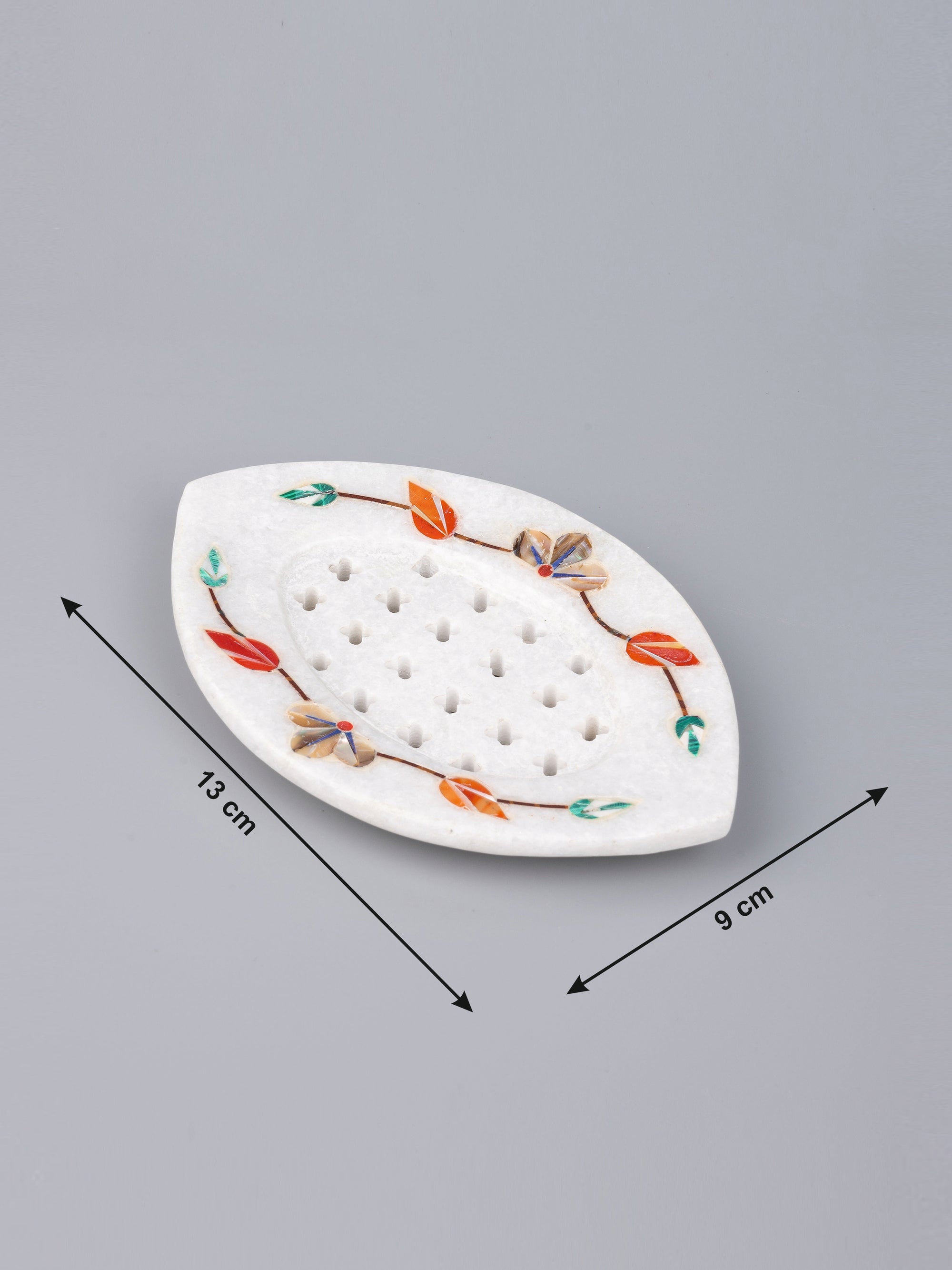 5 pieces bathroom accessories set made of pure marble with colorful inlay work - The Heritage Artifacts