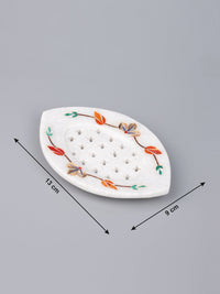 5 pieces bathroom accessories set made of pure marble with colorful inlay work - The Heritage Artifacts