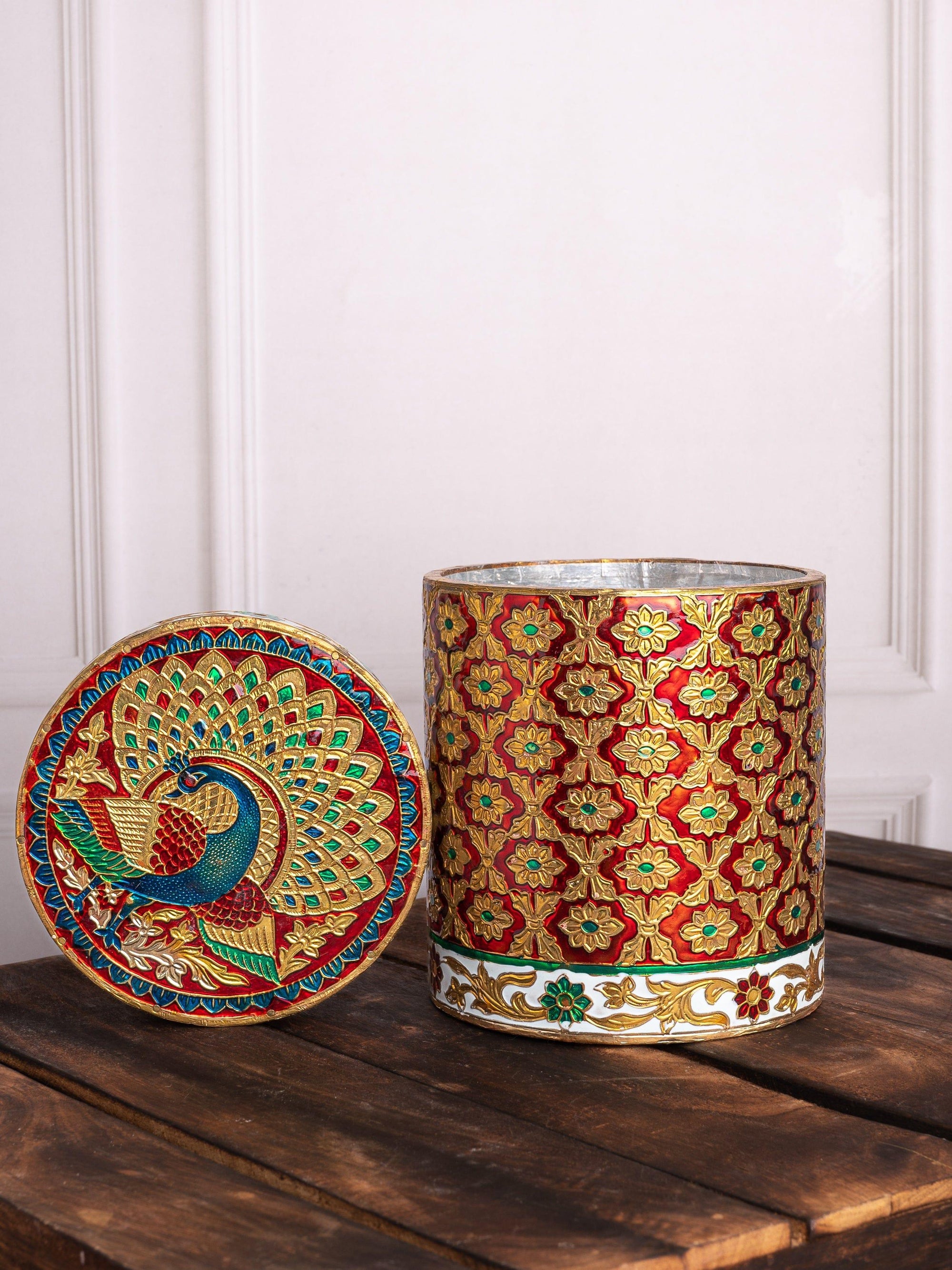 Meenakari Art Storage Jar / Canister / Container - 7 inches height - The Heritage Artifacts