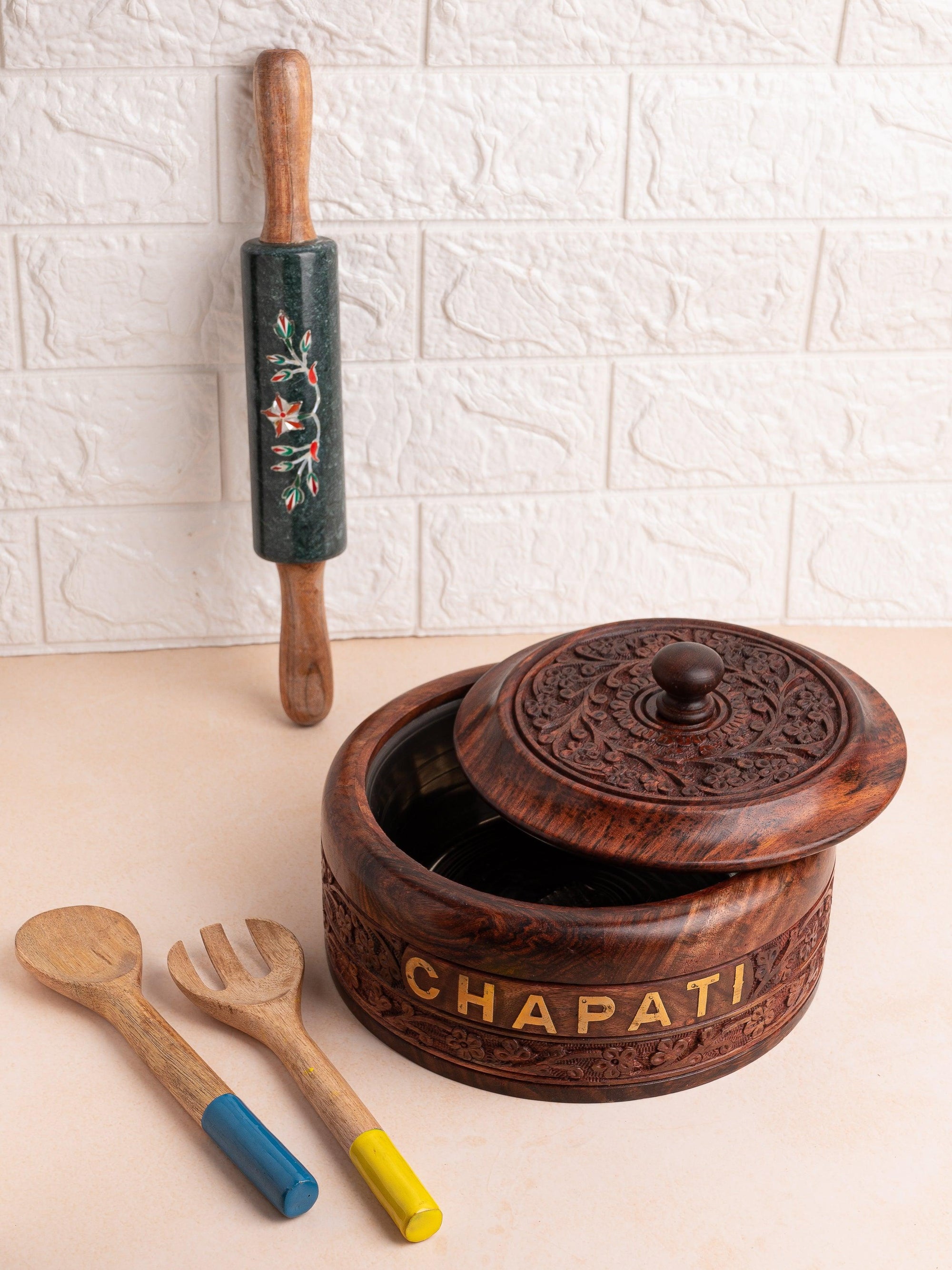Handcrafted Shisham Wood Chapati / Roti box - The Heritage Artifacts