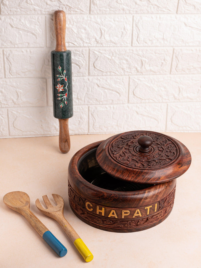 Handcrafted Shisham Wood Chapati / Roti box - The Heritage Artifacts