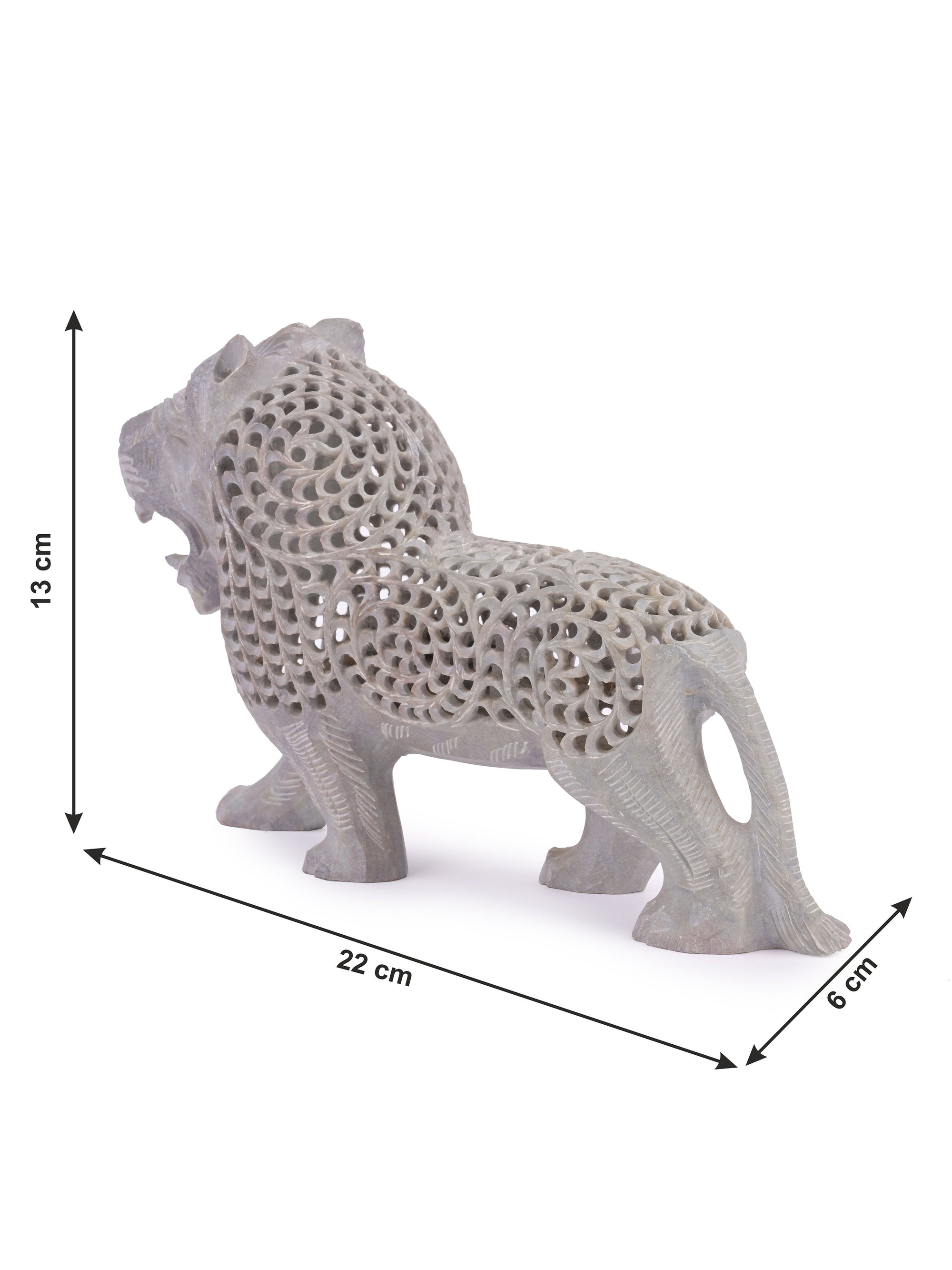 Stone crafted Angry Lion figurine, 9 inches in length - The Heritage Artifacts