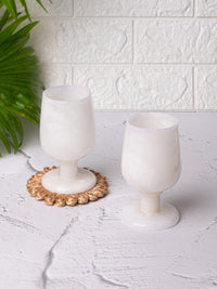Royal white marble wine glass - set of 2 pcs in a gift box - The Heritage Artifacts