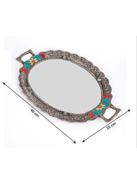 Acrylic Serving Tray with Handle and Antique Metal Crafted Borders - The Heritage Artifacts