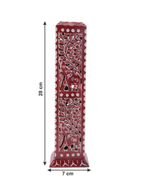 Soapstone carved colorful Agarbatti and Candle stand - 2 in 1 - 11 inches height - The Heritage Artifacts