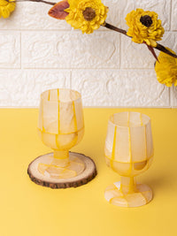 Bright yellow marble wine glass - set of 2 pcs in a gift box - The Heritage Artifacts