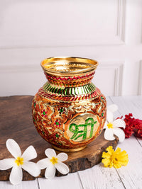 Colorful Kalash / Lota / Pitcher made of Brass for puja purpose - Shri Kalash - The Heritage Artifacts