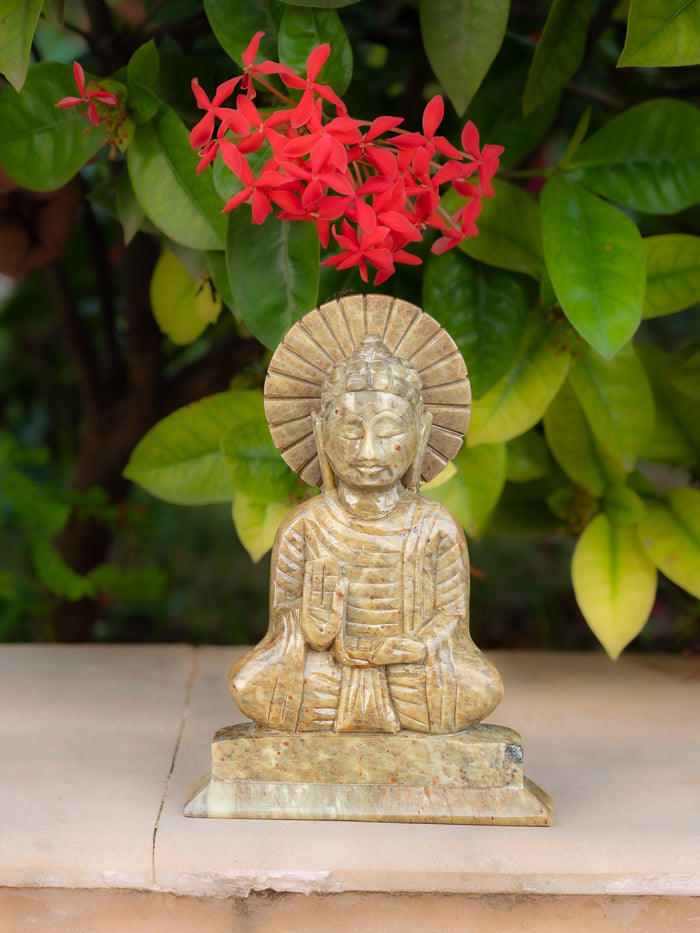 6 inches Buddha figurine hand crafted from Paleva stone - The Heritage Artifacts