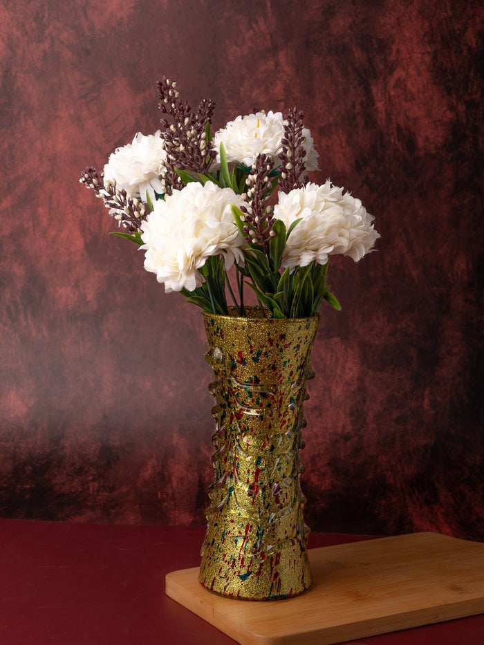 Gold Spotted Glass Flower Vase - 8 inches Height - The Heritage Artifacts