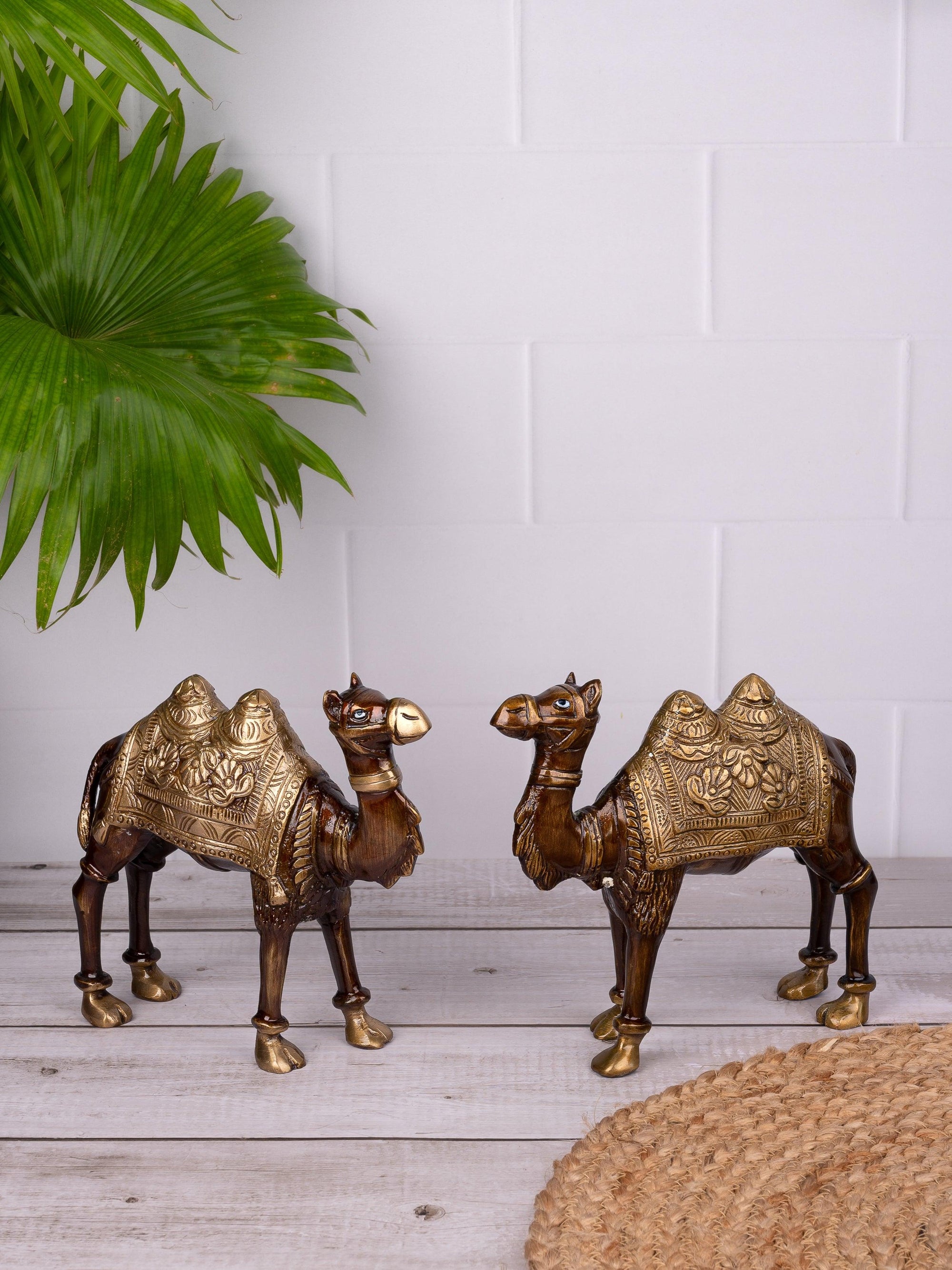 Brass crafted and painted Decorative Camel Showpiece - The Heritage Artifacts