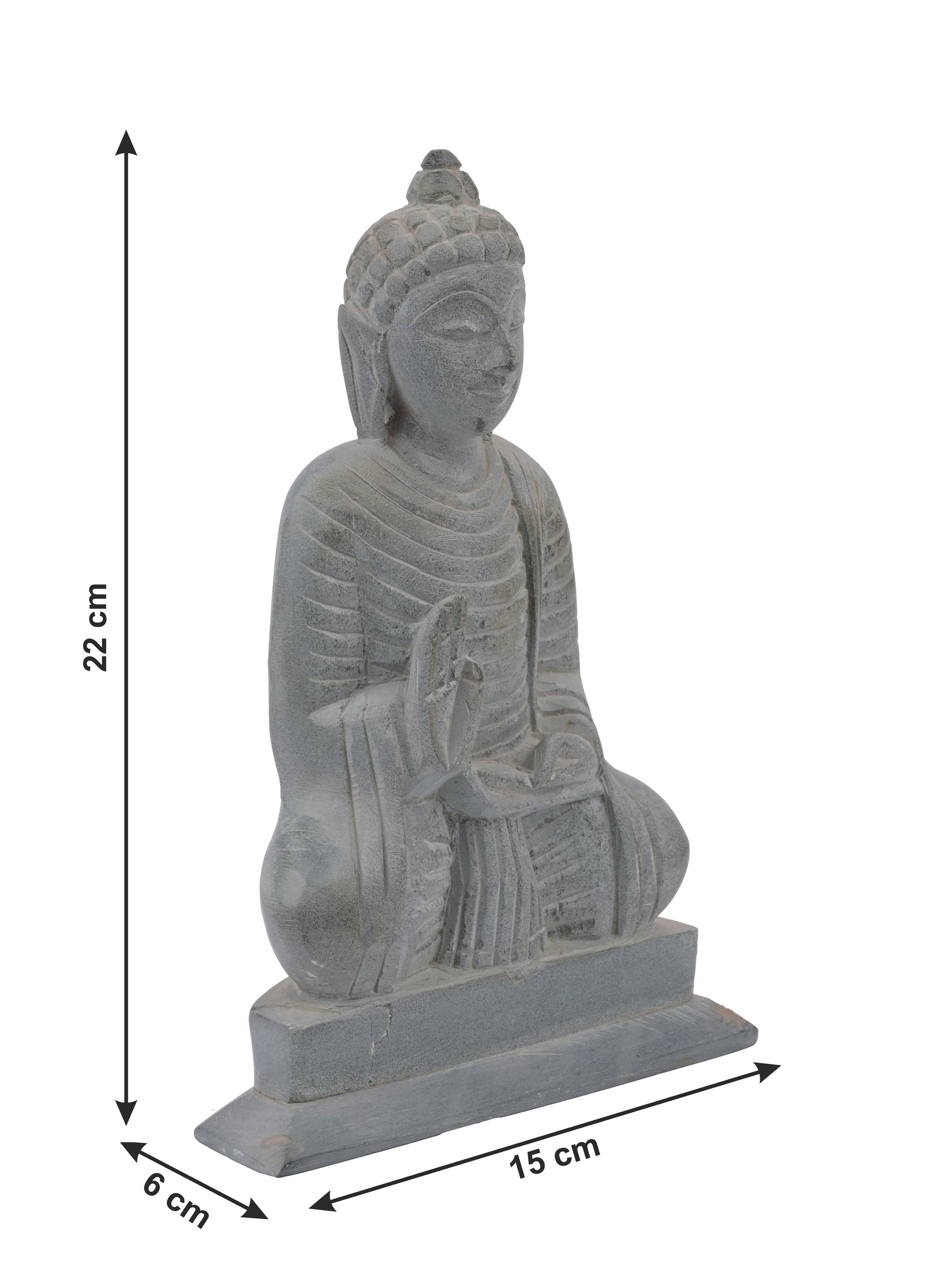 8 inches Sitting Buddha figurine hand crafted from Paleva stone - The Heritage Artifacts