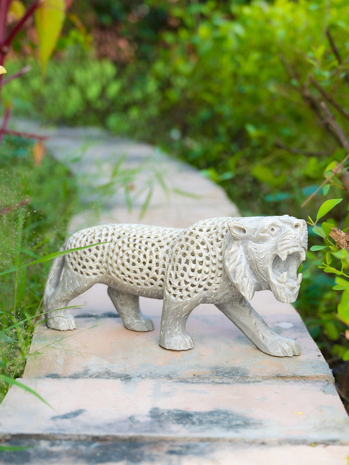 Fierce Lioness statue hand crafted from Paleva stone - The Heritage Artifacts