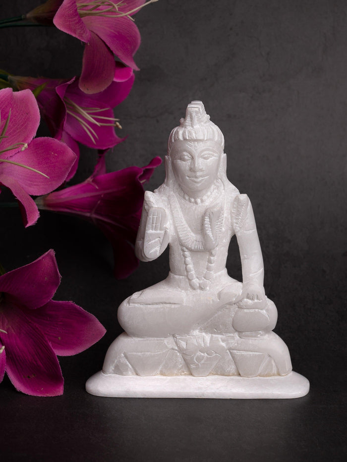 White marble Lord Shiva statue - 6 inches height - The Heritage Artifacts