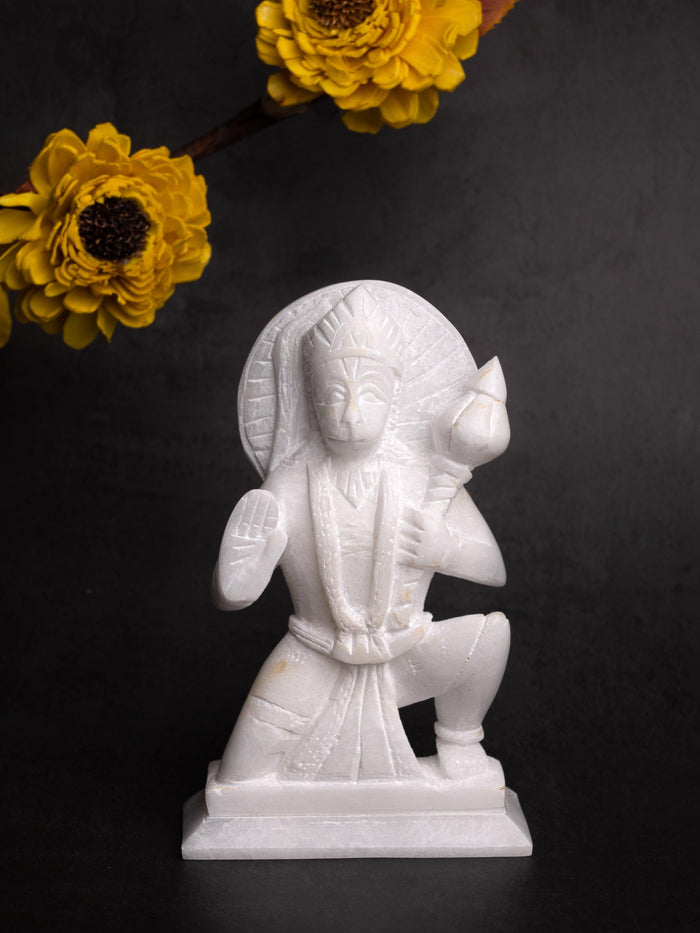White marble Lord Hanuman statue - 6 inches height - The Heritage Artifacts