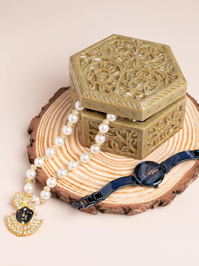 Hand carved Soapstone jewellery box, hexagonal shaped - The Heritage Artifacts