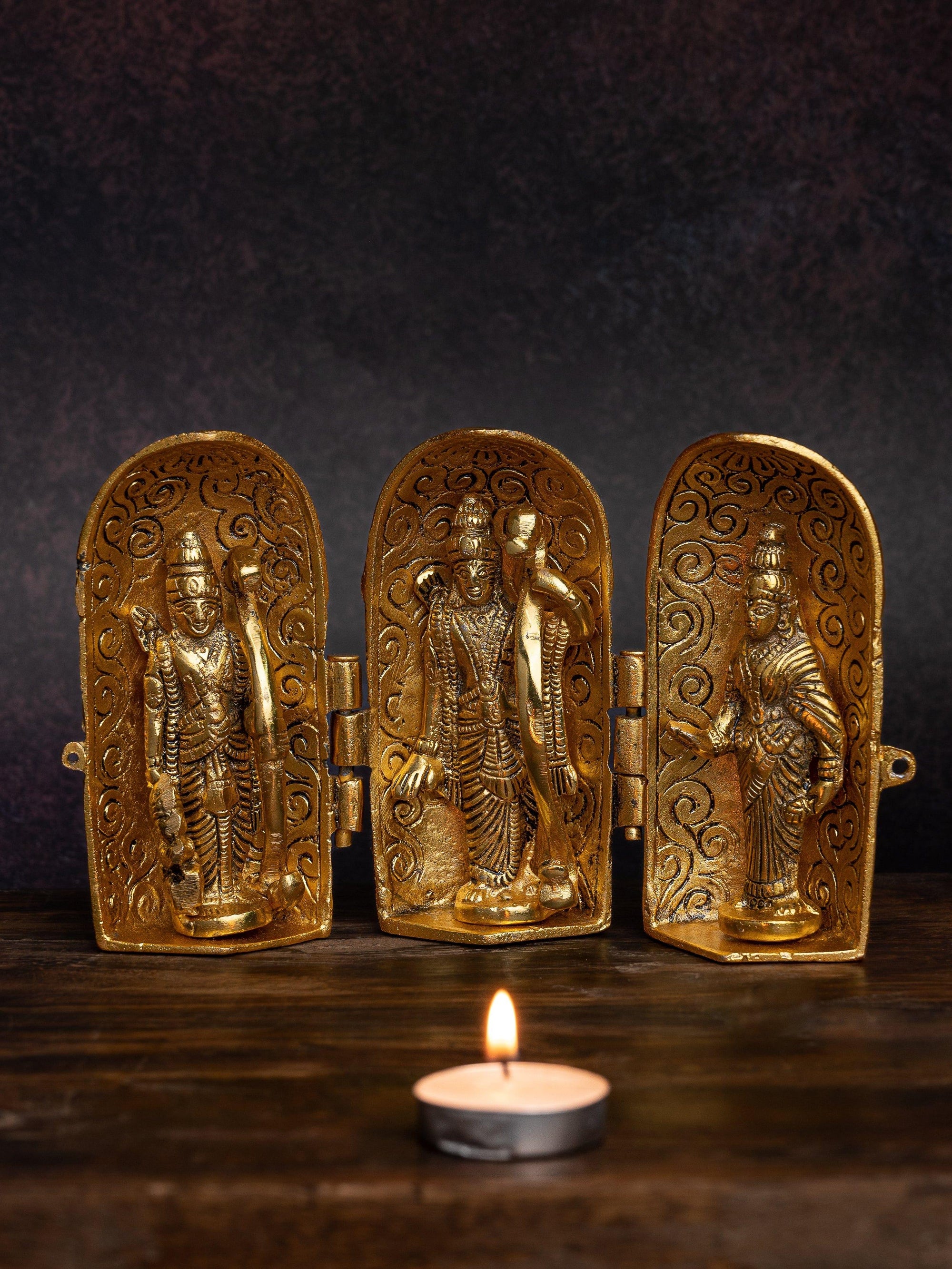 Metal Round Folded Temple Ram Darbar Decorative Showpiece - The Heritage Artifacts
